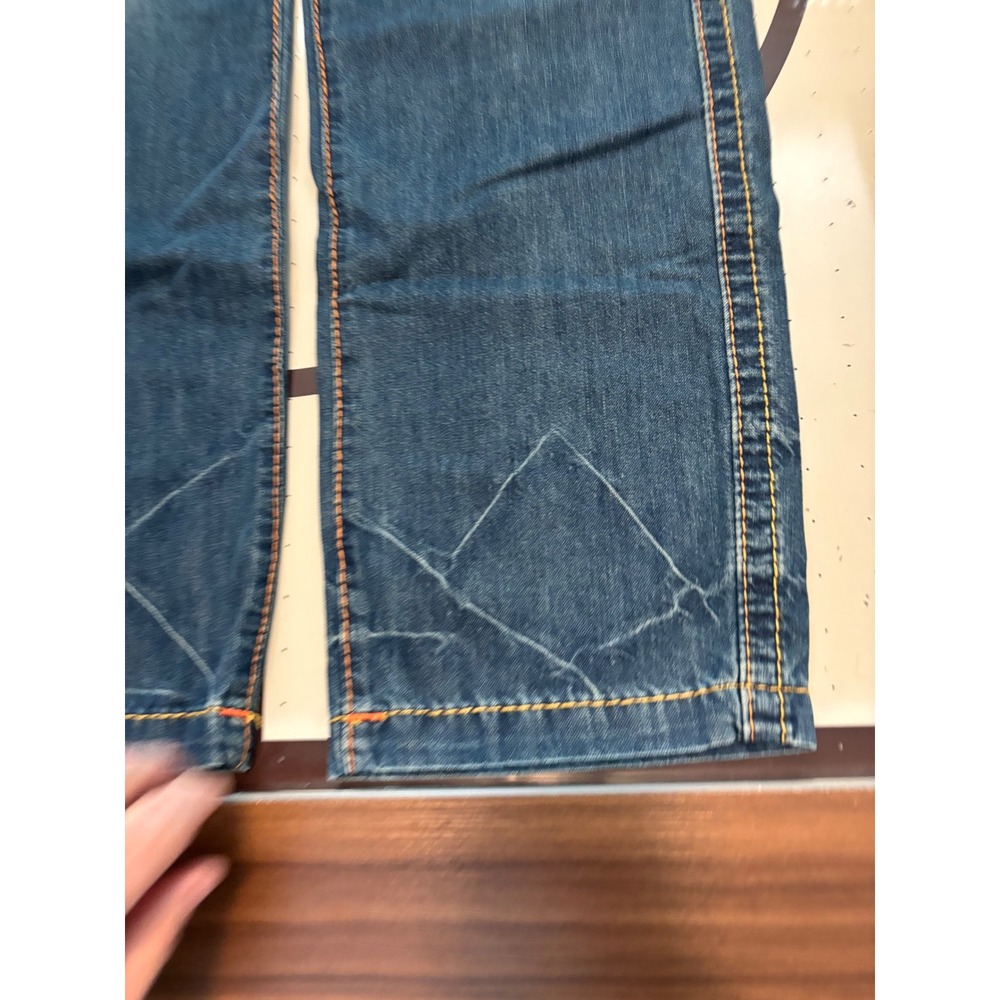 257 True Religion Mosaic Canyon Cargo Pant Big T Blue Denim Wide Leg Size 25 - Picture 3 of 8